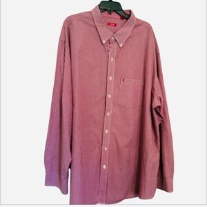 Izod- Men’s Button Down Shirt 4XLT Red Check Long Sleeve Classic Fit